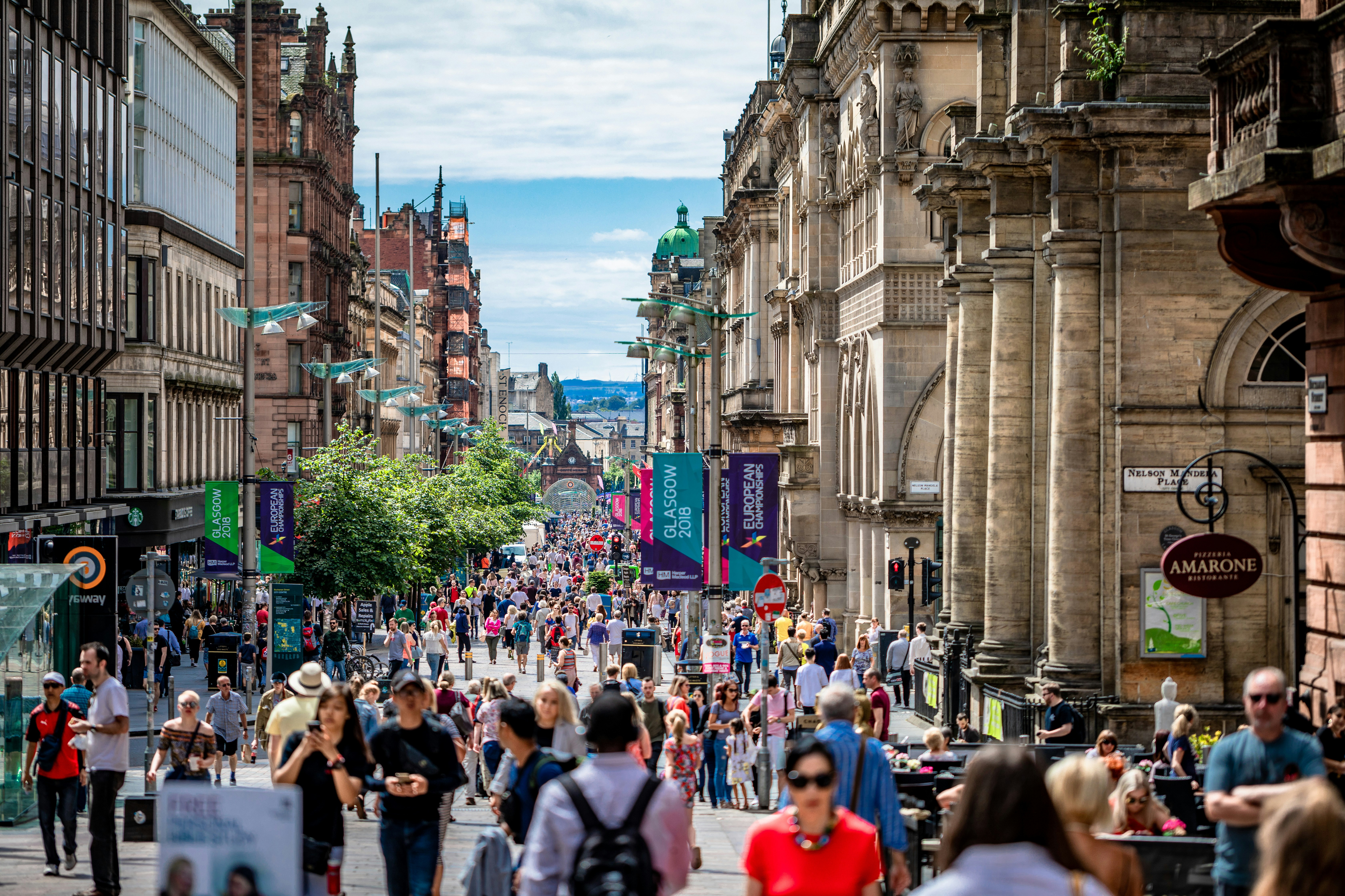 Shoppers on a busy UK high street